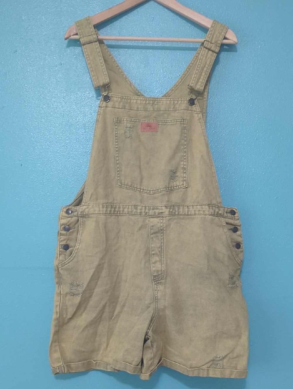 Women's Brown/Olive Green Denim Short Overalls